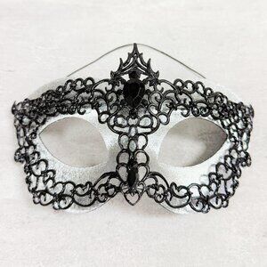 Mens masquerade mask, Black silver mask, Venetian mask, Prom mask, 2 in 1 mask